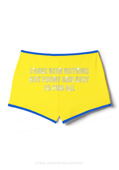 Rhinestone I Have Been Funny Y2K Booty Shorts Cherrykitten