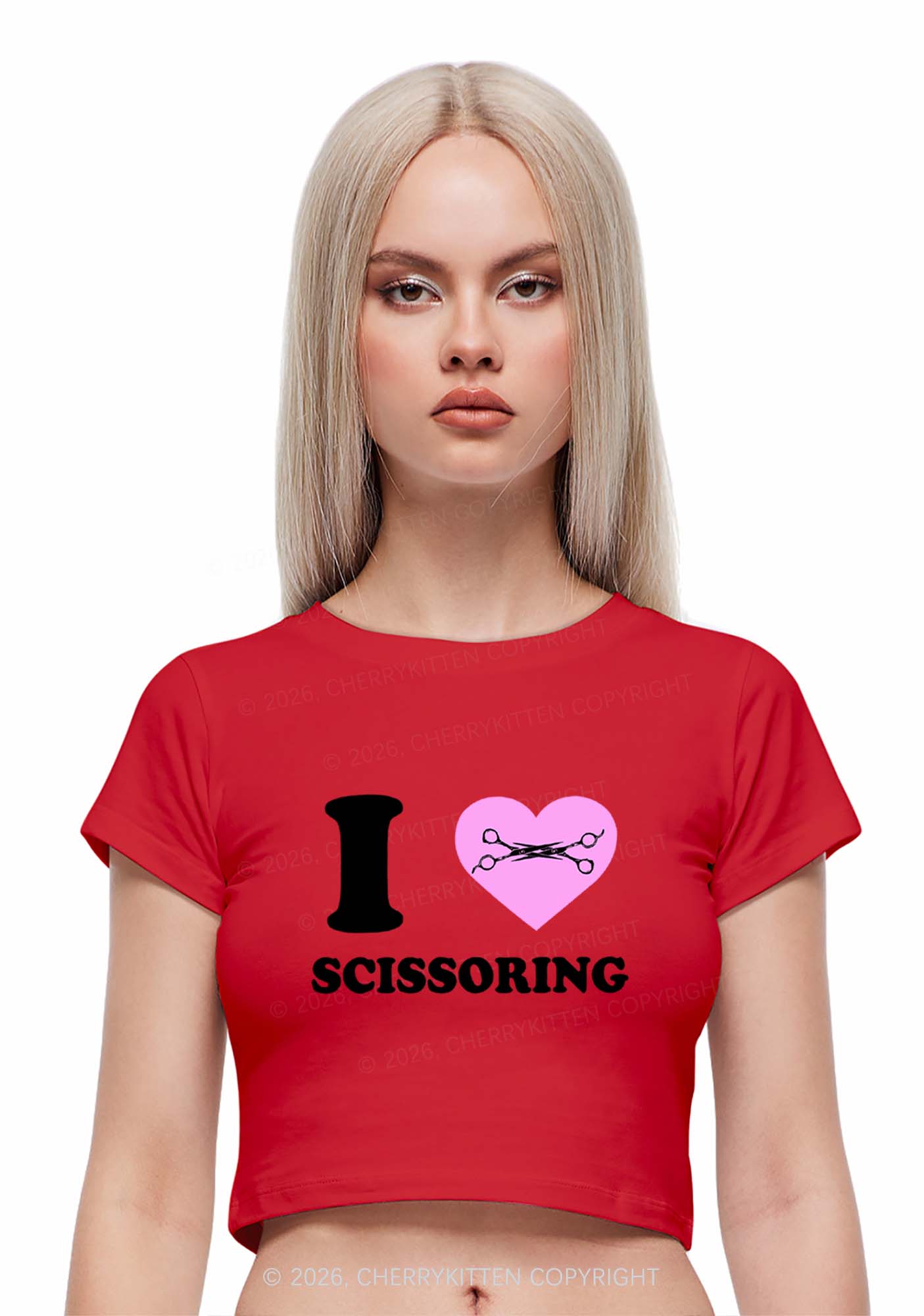 I Love Scissoring Pride Y2K Baby Tee Cherrykitten