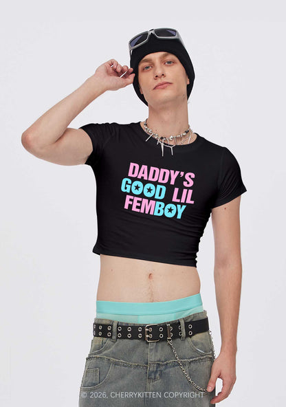 Daddys Good Lil Femboy Pride Y2K Baby Tee Cherrykitten