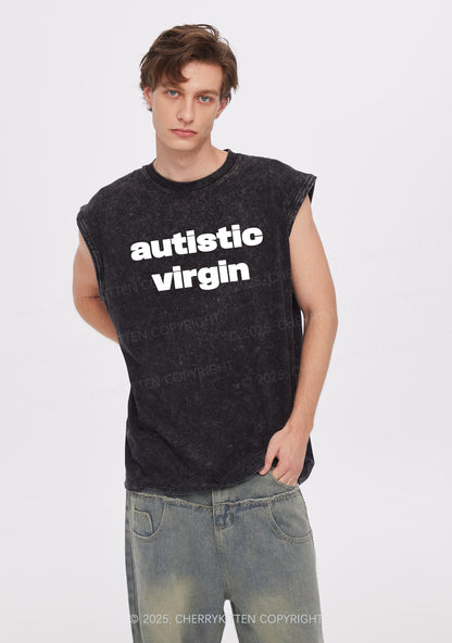 Autistic Virgin Y2K Washed Muscle Tank Cherrykitten