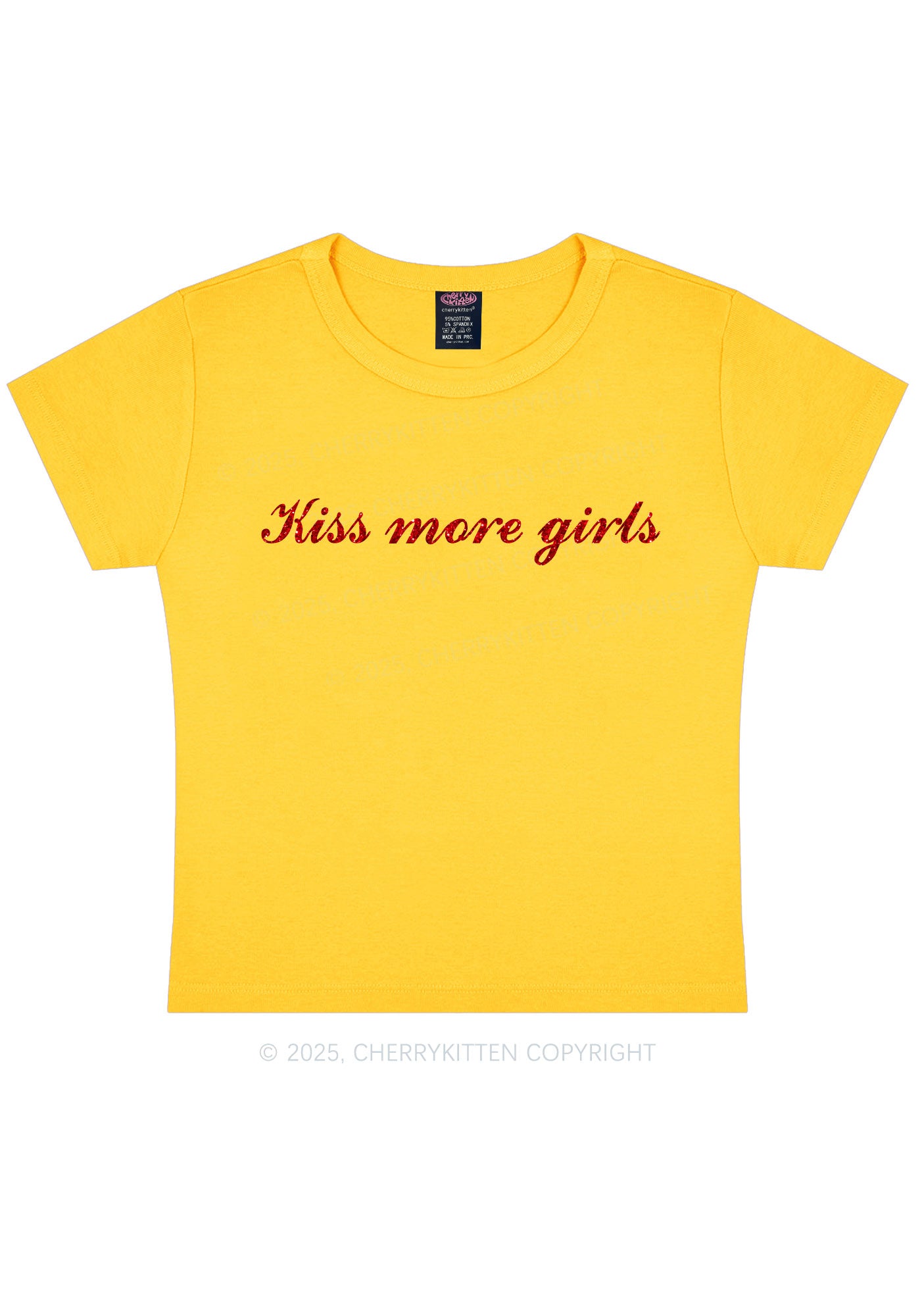 Glitter Kiss More Girls Pride Y2K Baby Tee Cherrykitten