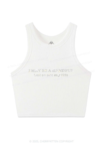 Rhinestone I May Be A Handful Y2K Crop Tank Top Cherrykitten