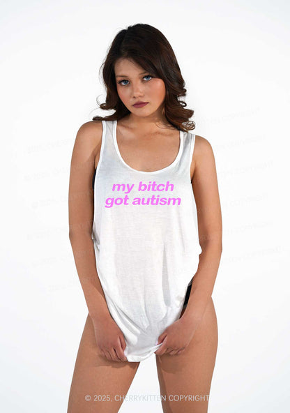 My Bxxch Got Autism Y2K Sheer Boyfriend Tank Cherrykitten