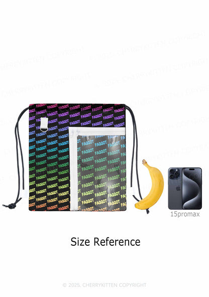 Neon Rainbow Faggot Pride Y2K Drawstring Itabag Backpack Cherrykitten