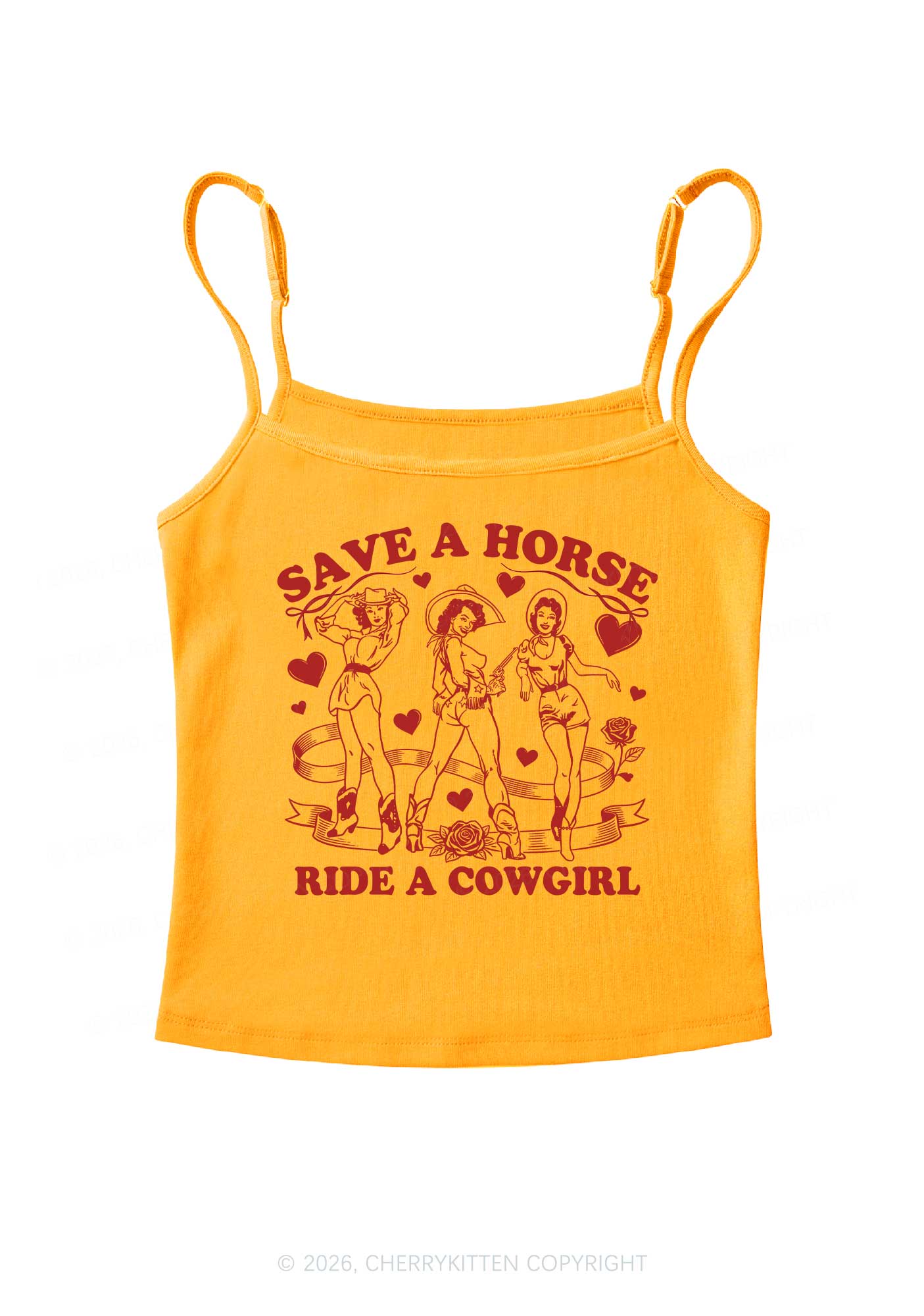 Ride A Cowgirl Valentine's Day Y2K Spaghetti Strap Cami Cherrykitten