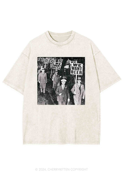 We Want Beer Y2K Washed Tee Cherrykitten
