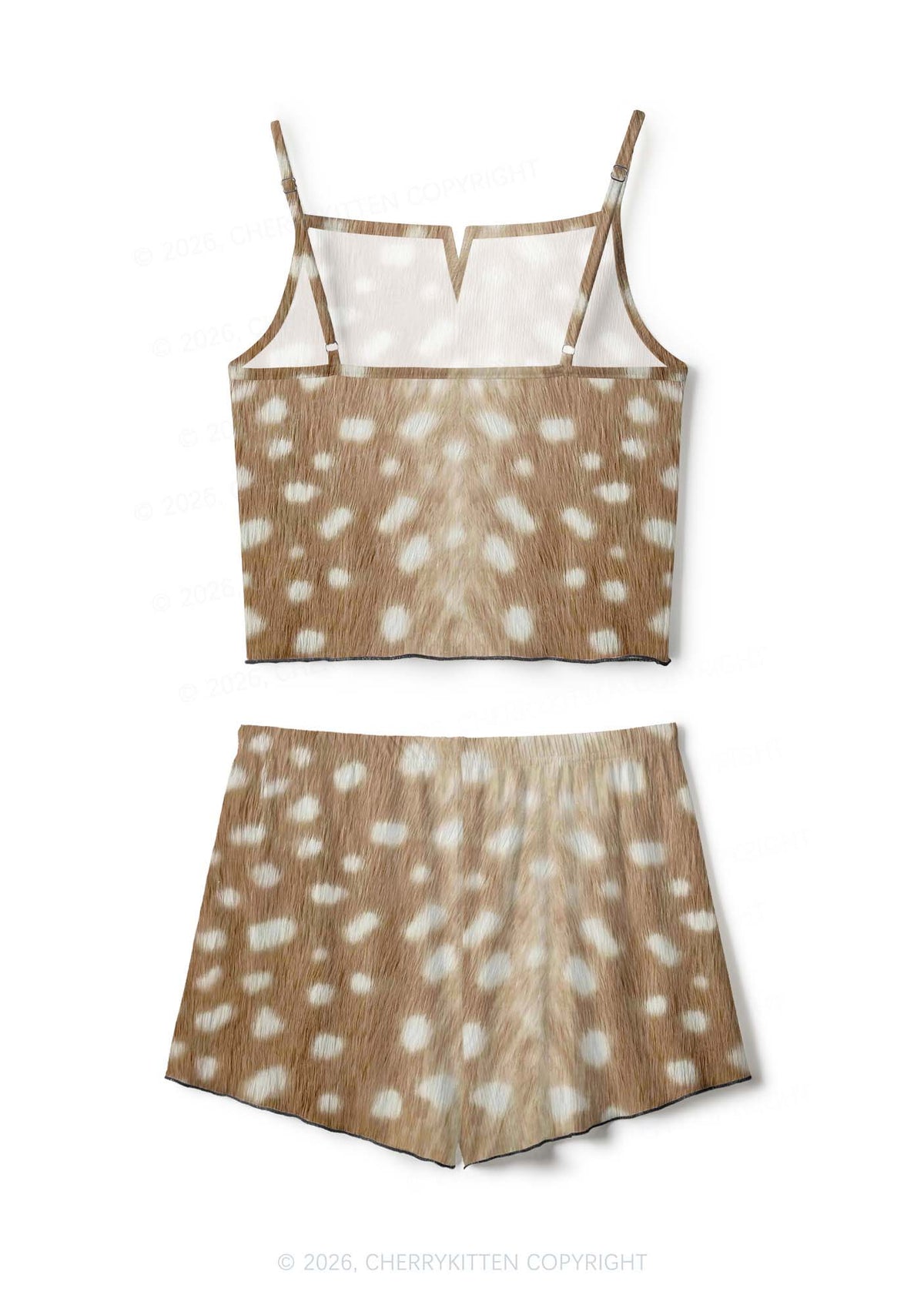 Deer Texture Y2K Print Cami Shorts Pajama Set Cherrykitten