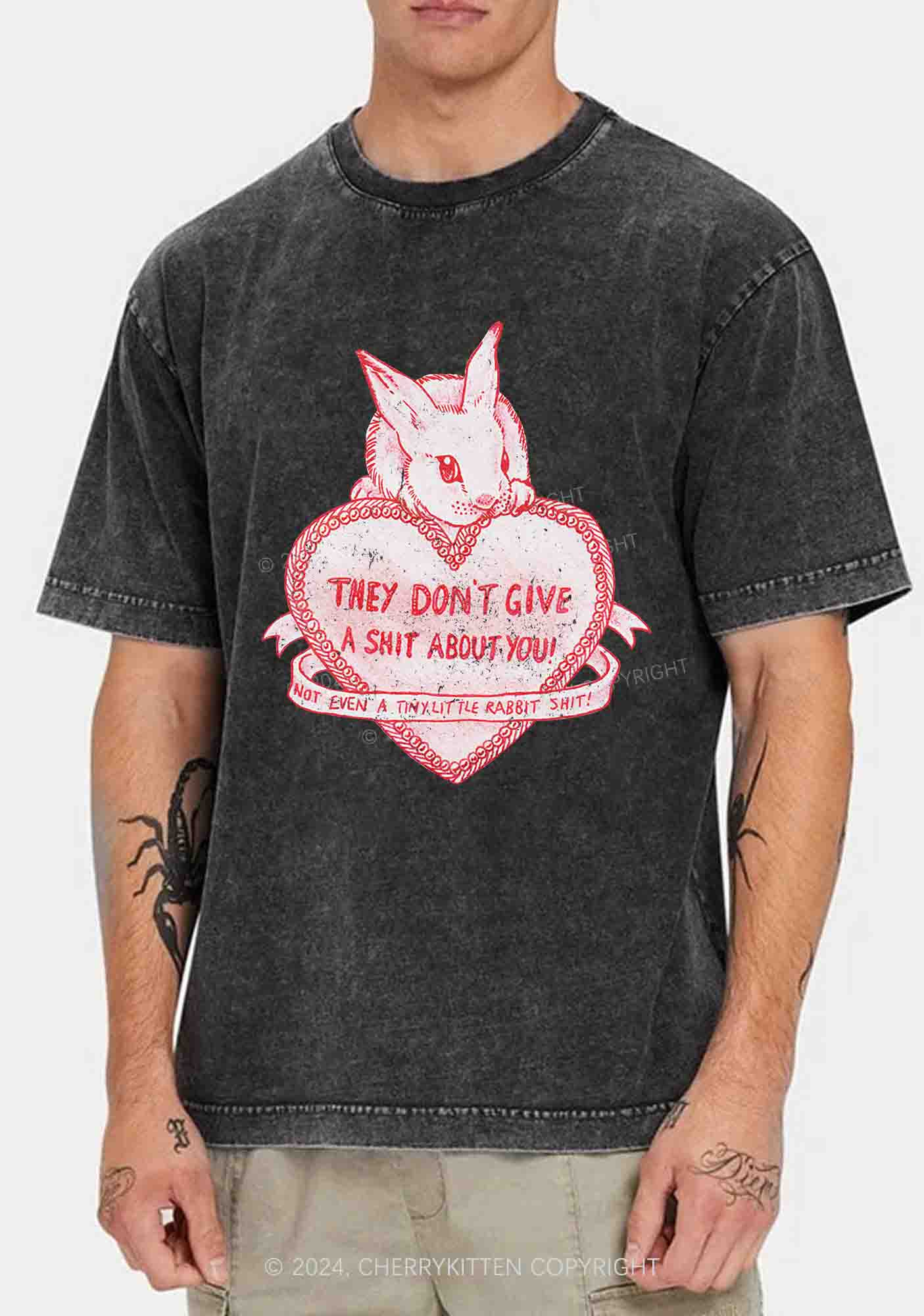 They Don't Give A Shxt About You Y2K Washed Tee Cherrykitten