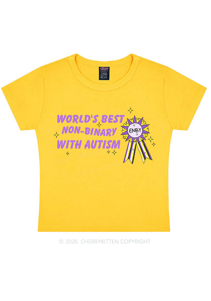 Worlds Best Nonbinary Y2K Baby Tee Cherrykitten