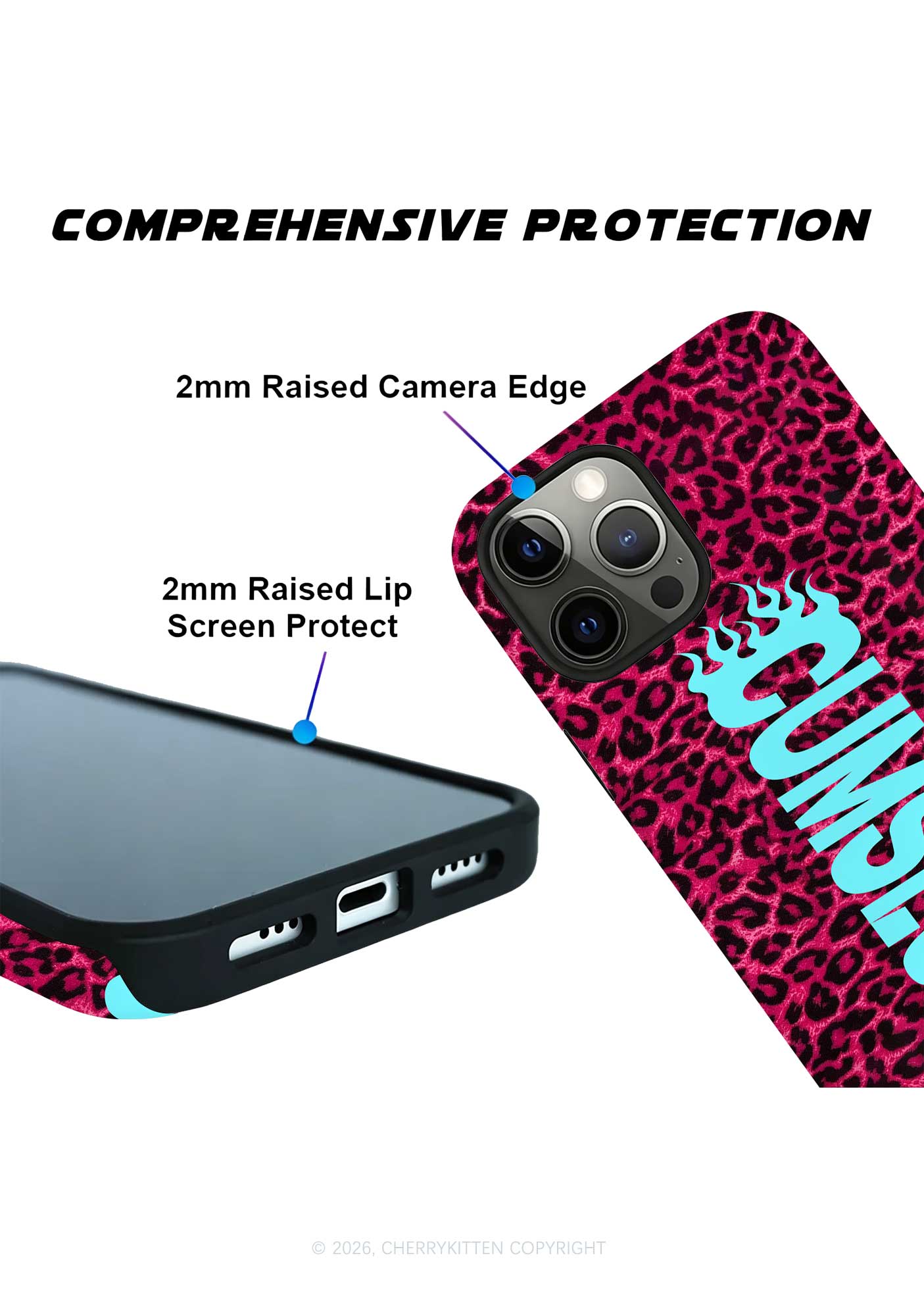Cxmslxt Hot Pink Leopard Y2K Phone Case Cherrykitten