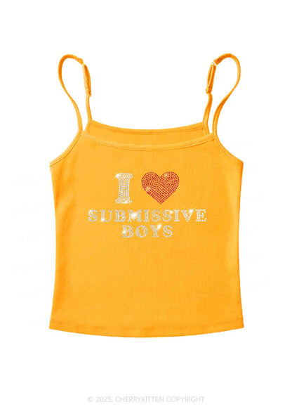 Rhinestone I Love S Boys Y2K Spaghetti Strap Cami Cherrykitten