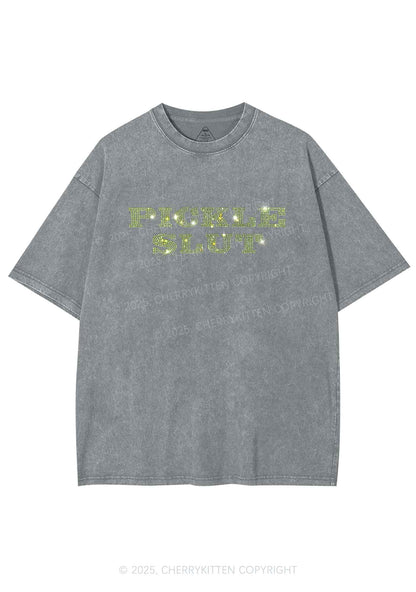 Rhinestone Pickle Slxt Y2K Shirts Washed Tee Cherrykitten