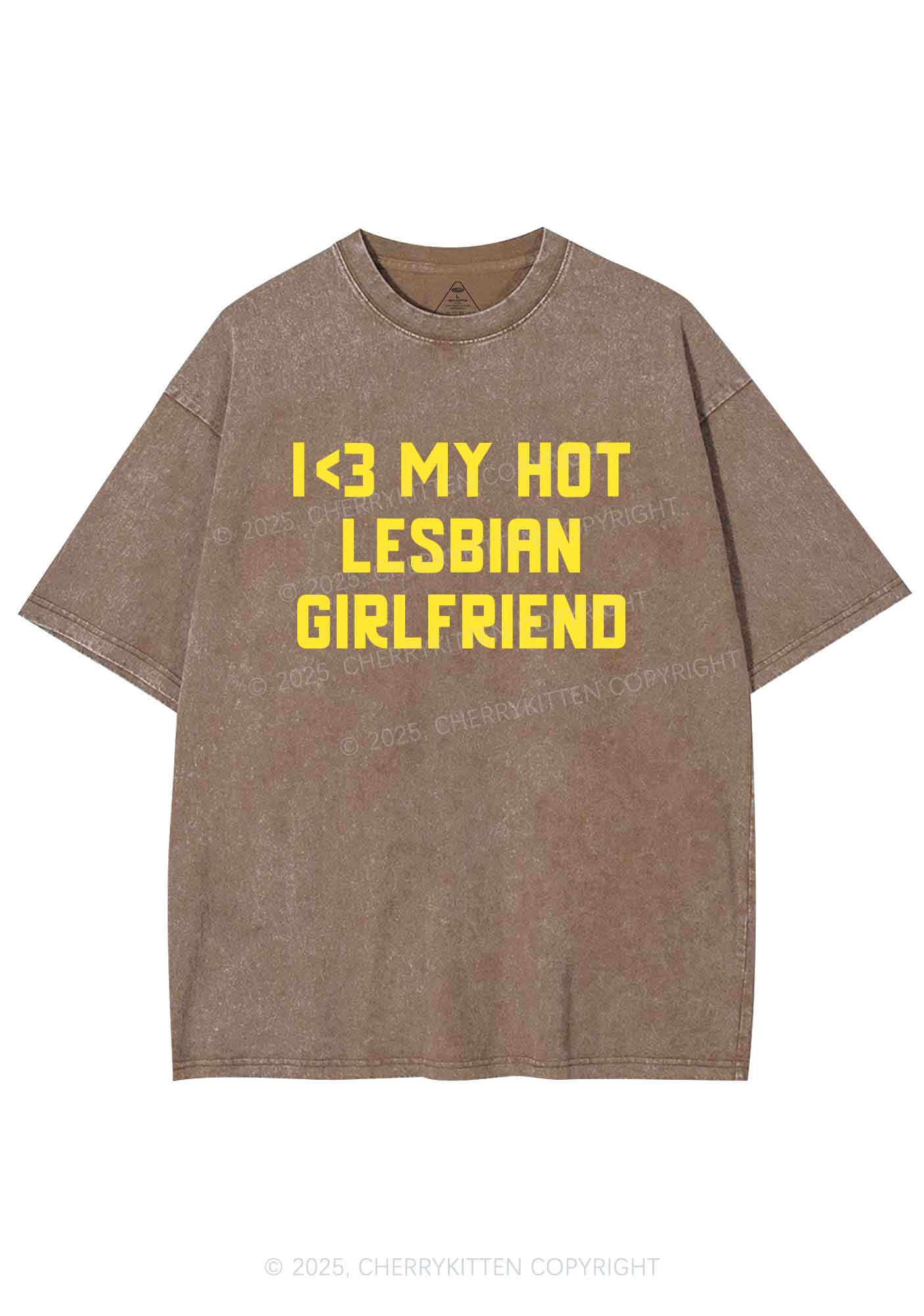 My Hot Lesbian GF Pride Y2K Shirts Washed Tee Cherrykitten