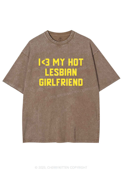 My Hot Lesbian GF Pride Y2K Shirts Washed Tee Cherrykitten