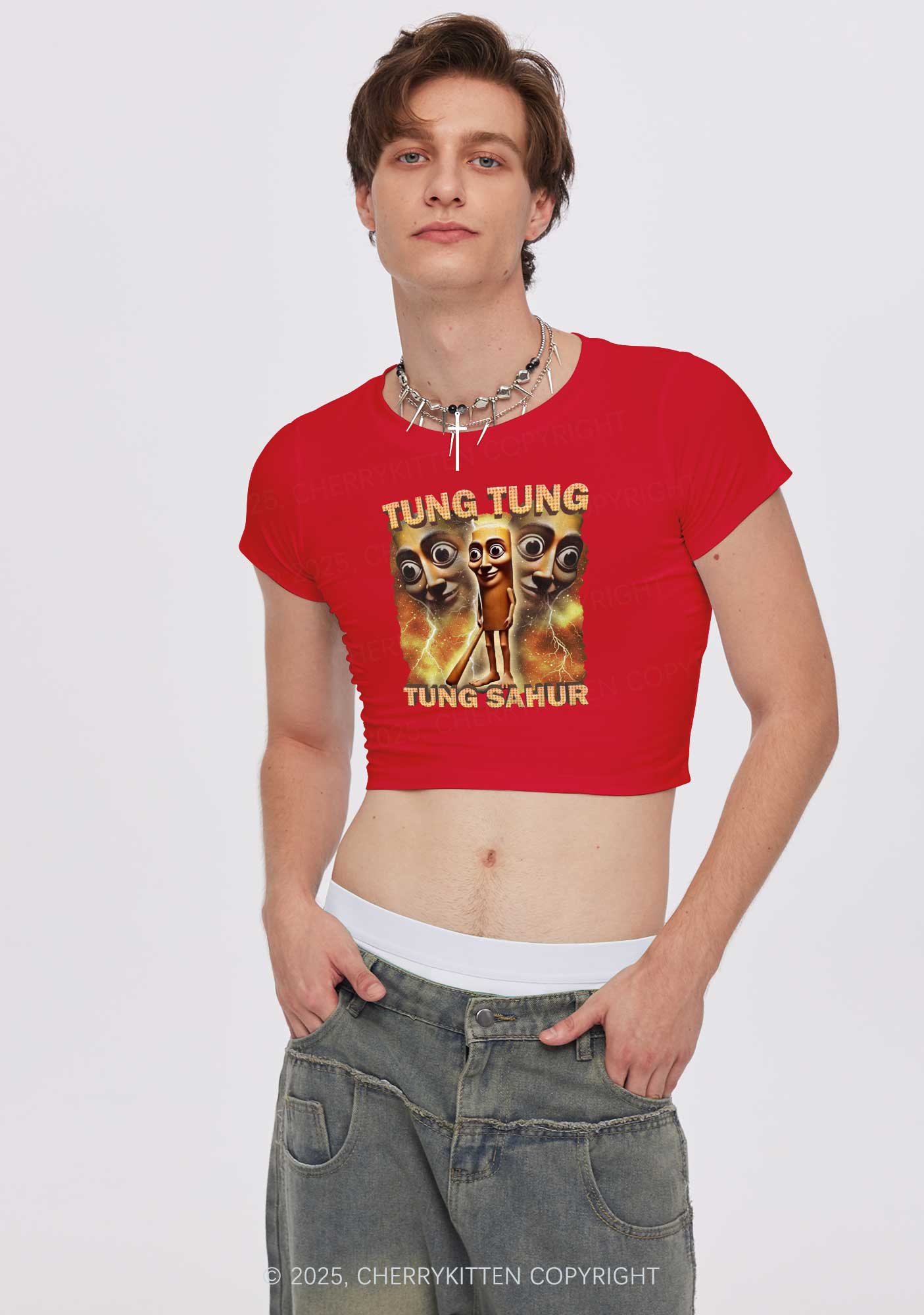 Tung Sahur Italian Brainrot Shirt Y2K Baby Tee Cherrykitten