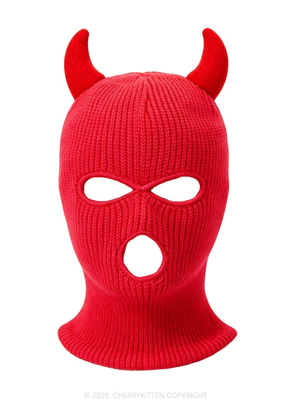 Halloween Devil Horn Y2K Knitted Balaclava Cherrykitten