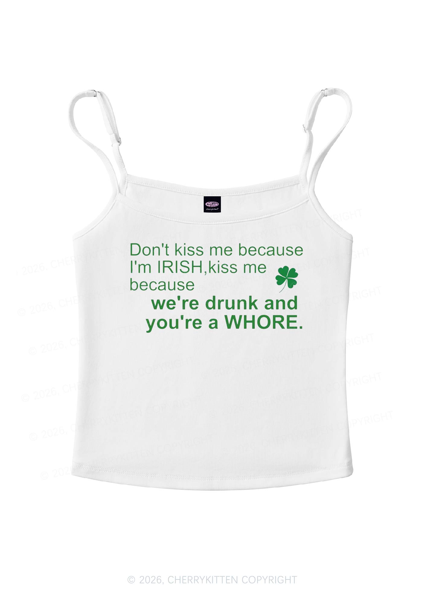 Drunk And Hore St Patricks Y2K Spaghetti Strap Cami Cherrykitten