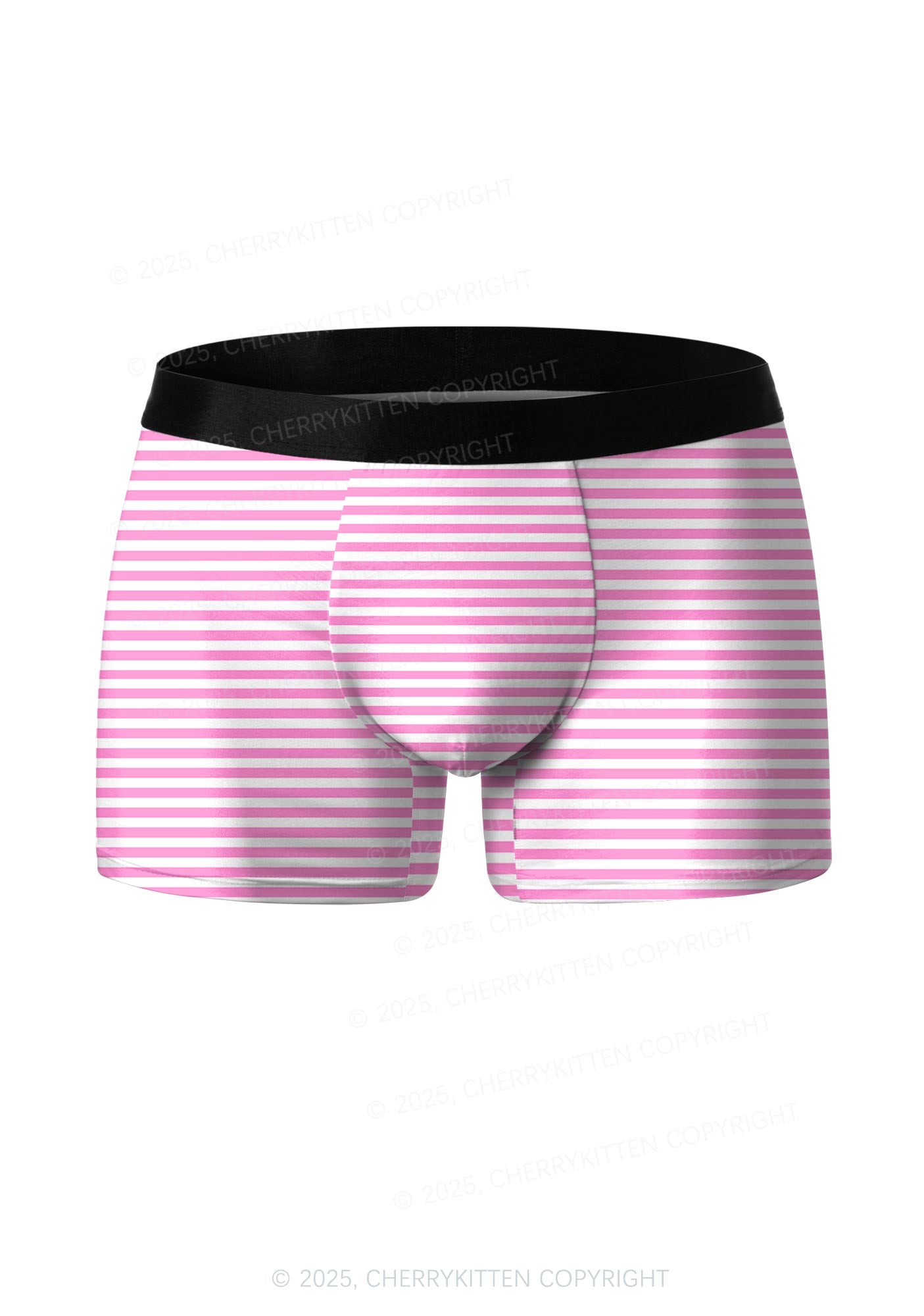 Pink White Stripe Valentine's Day Y2K Print Couples Boxer Briefs Set Cherrykitten