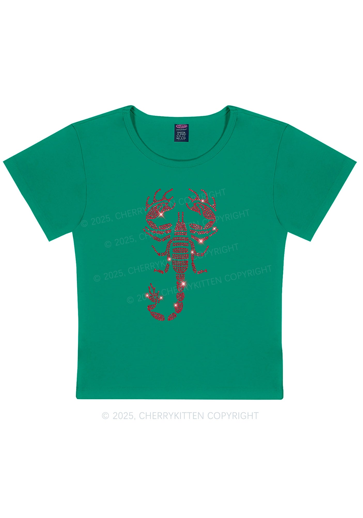 Rhinestone Red Scorpion Y2K Baby Tee Cherrykitten