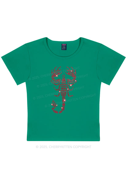 Rhinestone Red Scorpion Y2K Baby Tee Cherrykitten