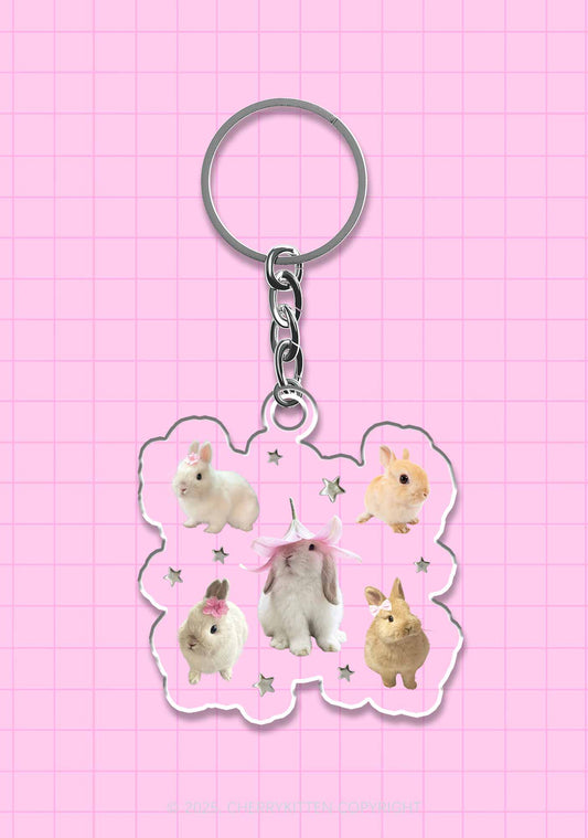 Lovely Rabbits 1Pc Y2K Keychain Cherrykitten