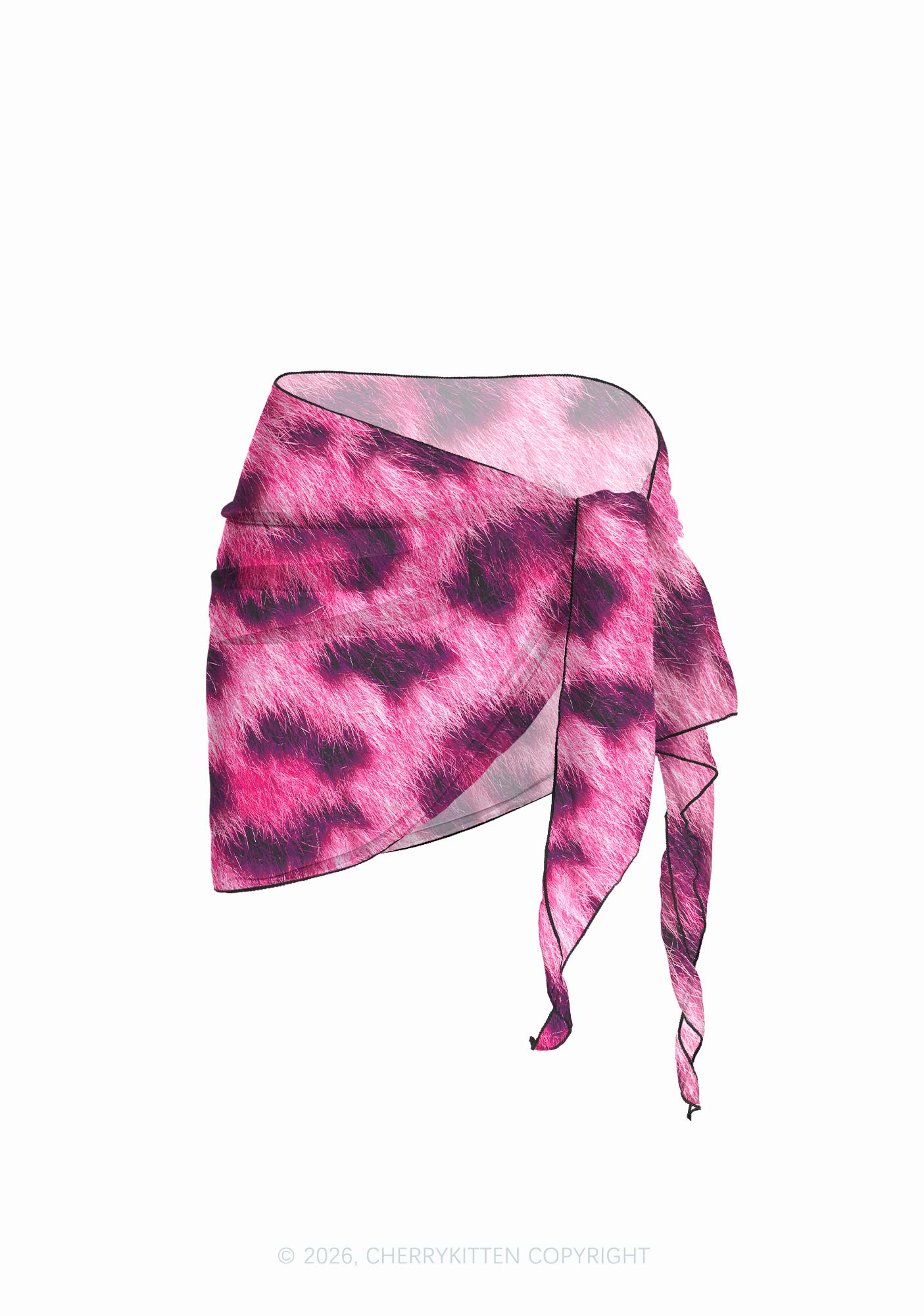 Hot Pink Fuzzy Leopard Y2K Print Bikini Set Cherrykitten