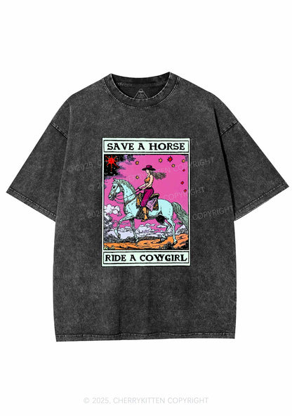 Save Horse Ride Cowgirl Pride Y2K Shirts Washed Tee Cherrykitten