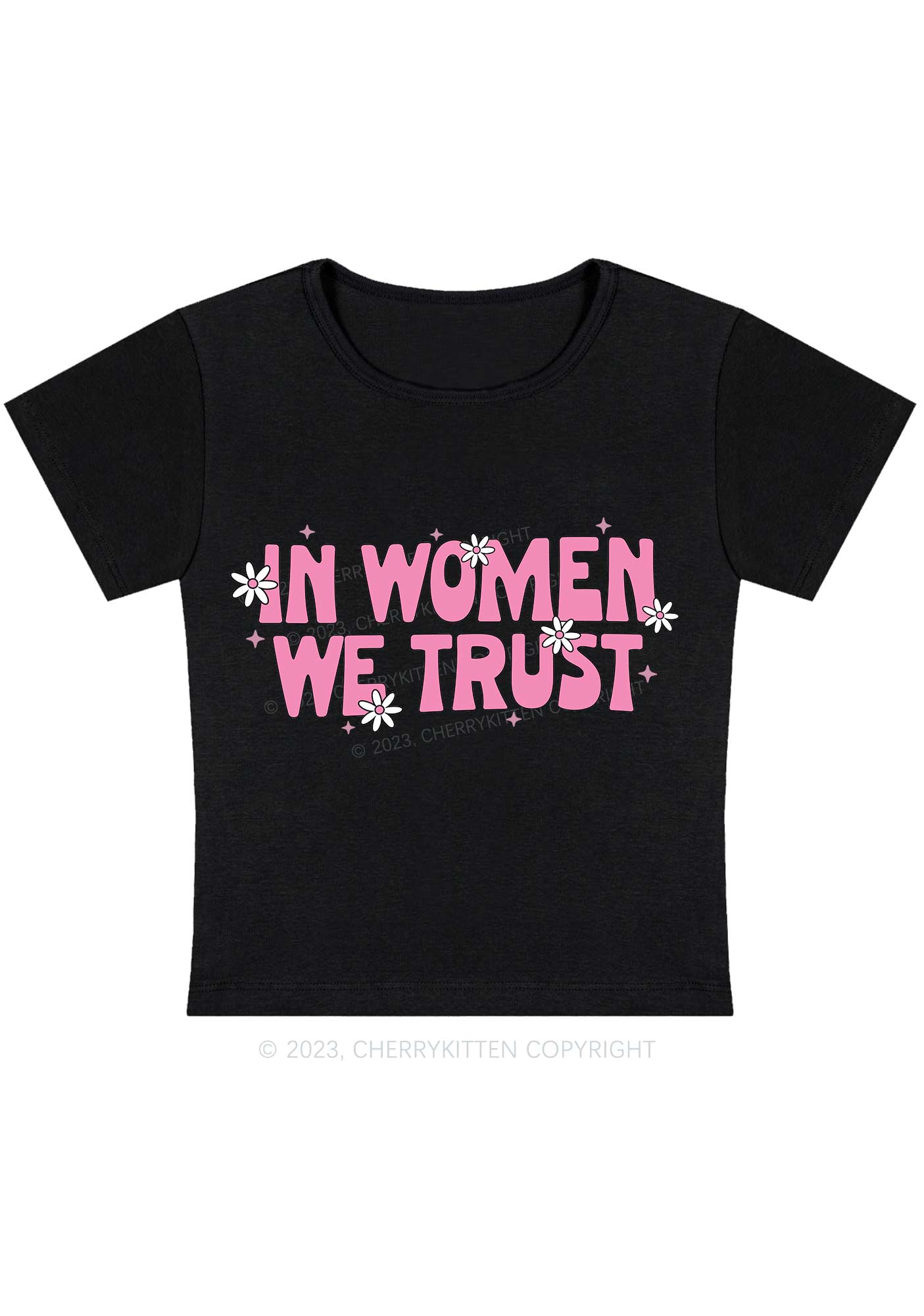 Curvy In Women We Trust White Daisy Baby Tee Cherrykitten
