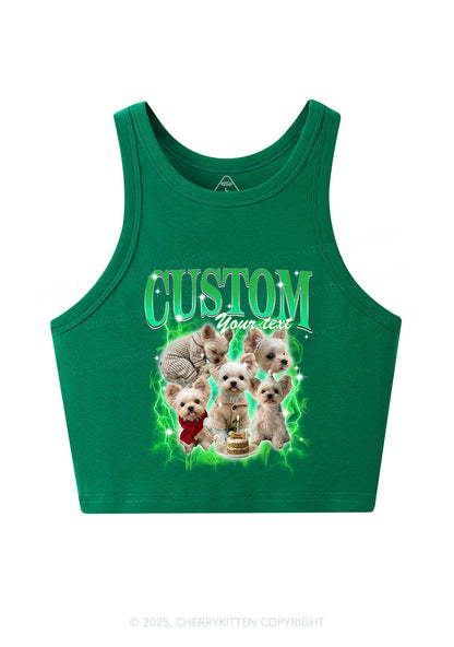 Custom Sparkle Dog Photo Y2K Crop Tank Top Cherrykitten
