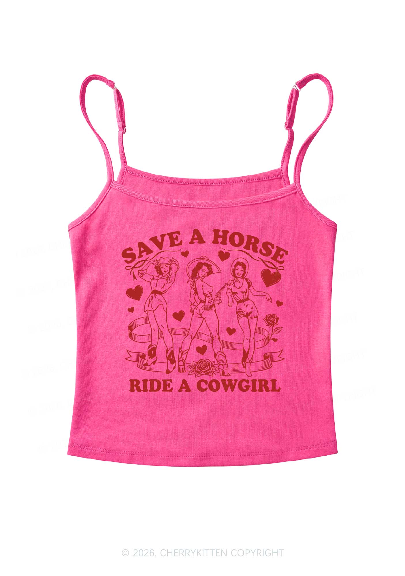 Ride A Cowgirl Valentine's Day Y2K Spaghetti Strap Cami Cherrykitten