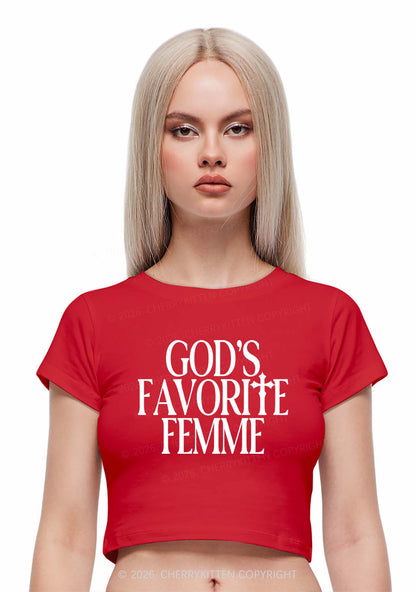 Gods Favorite Femme Pride Y2K Baby Tee Cherrykitten