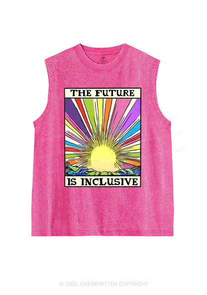 The Future Is Inclusive Pride Y2K Washed Muscle Tank Cherrykitten