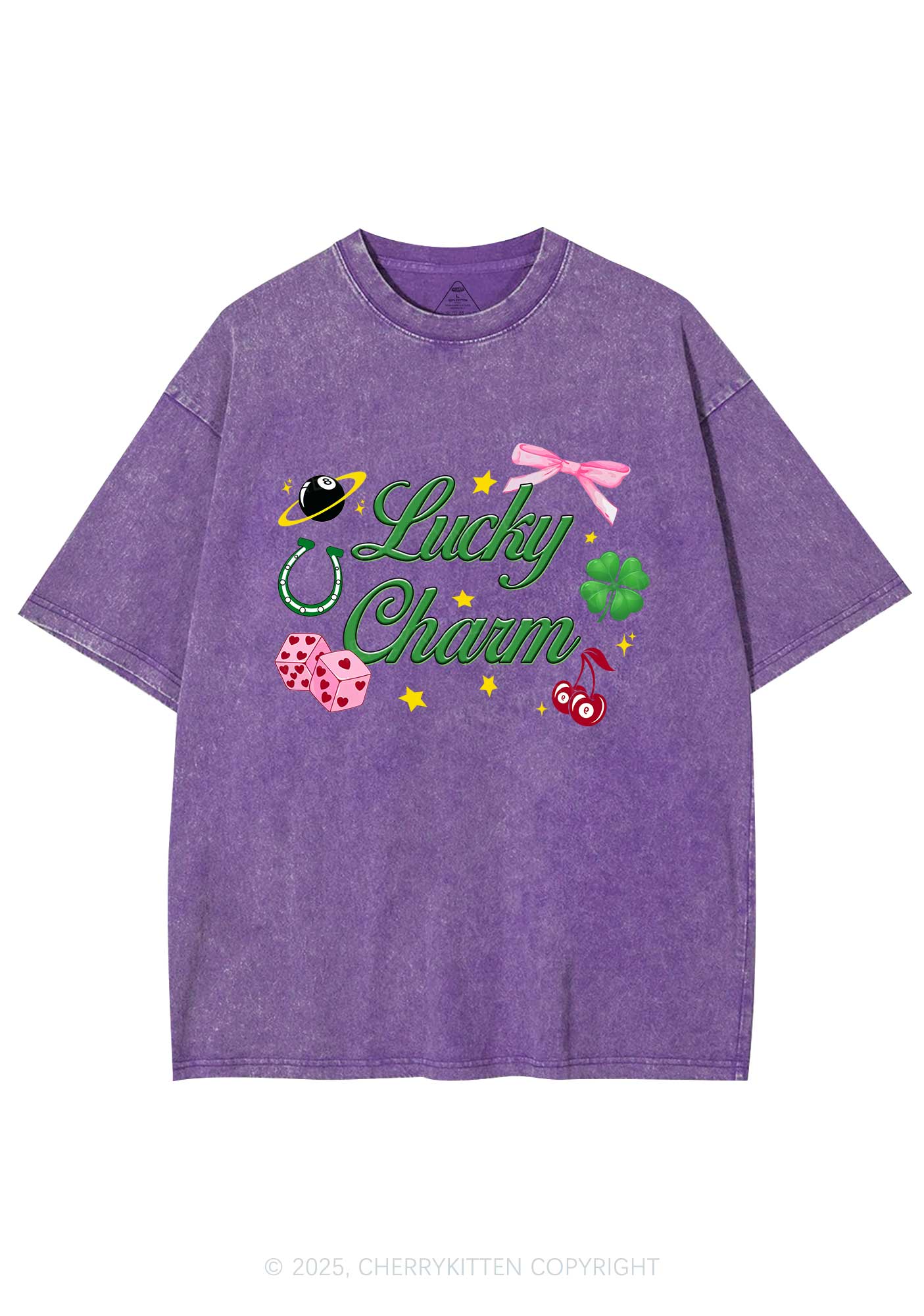 Lucky Charm St Patricks Y2K Washed Tee Cherrykitten