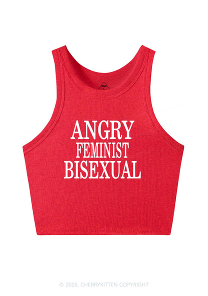 Angry Feminist Bisexual Pride Y2K Crop Tank Top Cherrykitten
