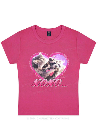 Two Raccoons XOXO Y2K Valentine's Day Baby Tee Cherrykitten