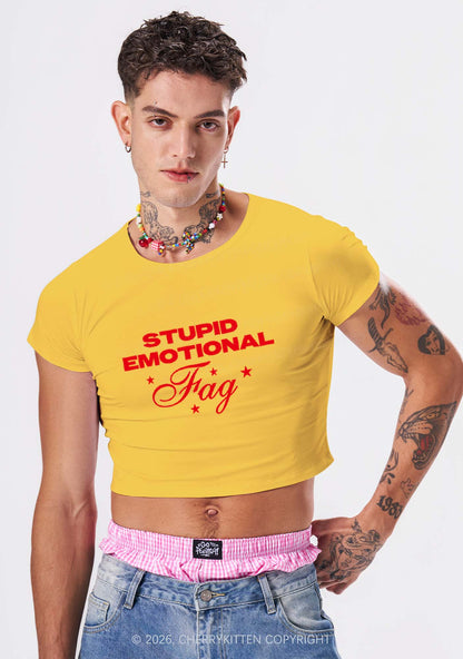 Stupid Emotional Fag Pride Y2K Baby Tee Cherrykitten