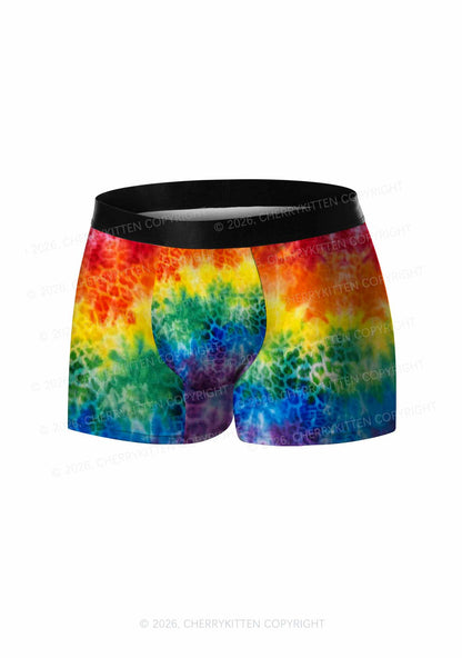 Rainbow Leopard Tie Dye Pride Y2K Print Men Boxer Briefs Cherrykitten