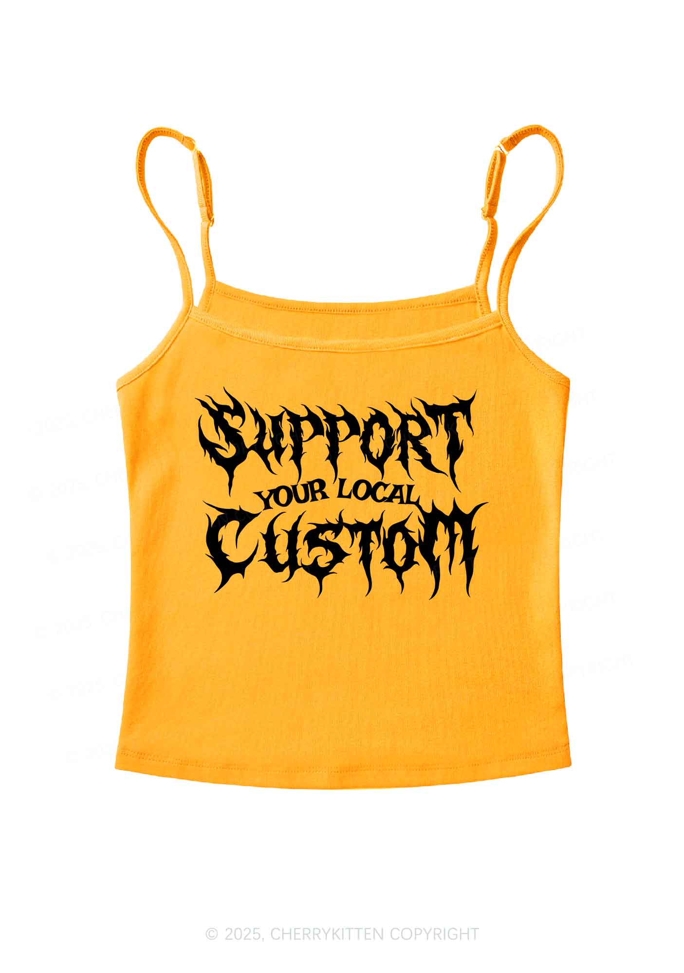 Custom Support Your Local Y2K Spaghetti Strap Cami Cherrykitten