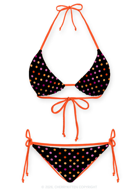 Lesbian Dots Pride Y2K Print Bikini Set Cherrykitten