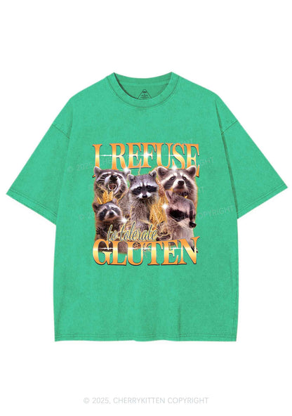 Raccoons Refuse Tolerate Gluten Y2K Shirts Washed Tee Cherrykitten