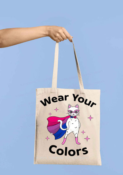 Bisexual Flag Cat Pride Y2K Canvas Tote Bag Cherrykitten