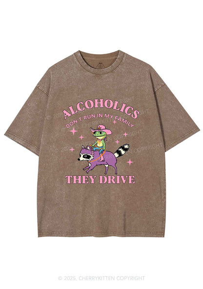 Alcoholics Drive Y2K Shirts Washed Tee Cherrykitten