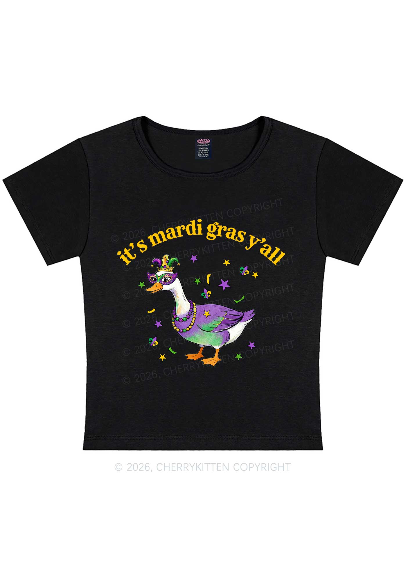 Its Mardi Gras Yall Y2K Baby Tee Cherrykitten