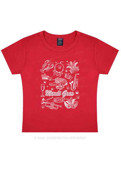 Mardi Gras Symbols Y2K Baby Tee Cherrykitten