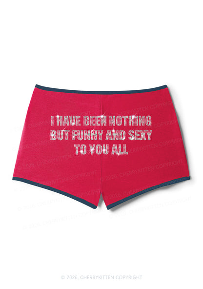 Rhinestone I Have Been Funny Y2K Booty Shorts Cherrykitten