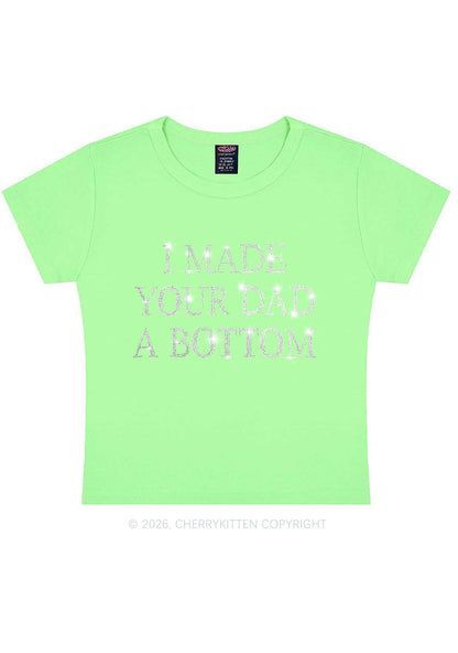 Rhinestone Made Your Dad A Bottom Pride Y2K Baby Tee Cherrykitten