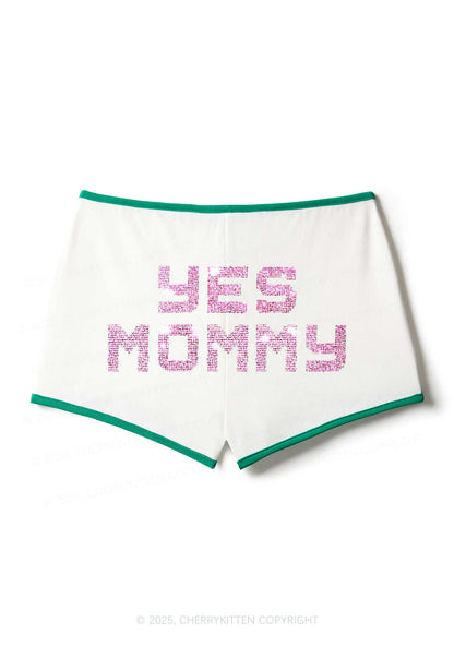Rhinestone Yes Mommy Y2K Booty Shorts Cherrykitten