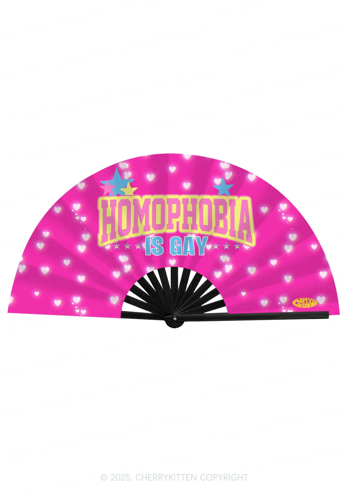 Pink Homophobia Gay Pride Y2K Rave Hand Fan Cherrykitten
