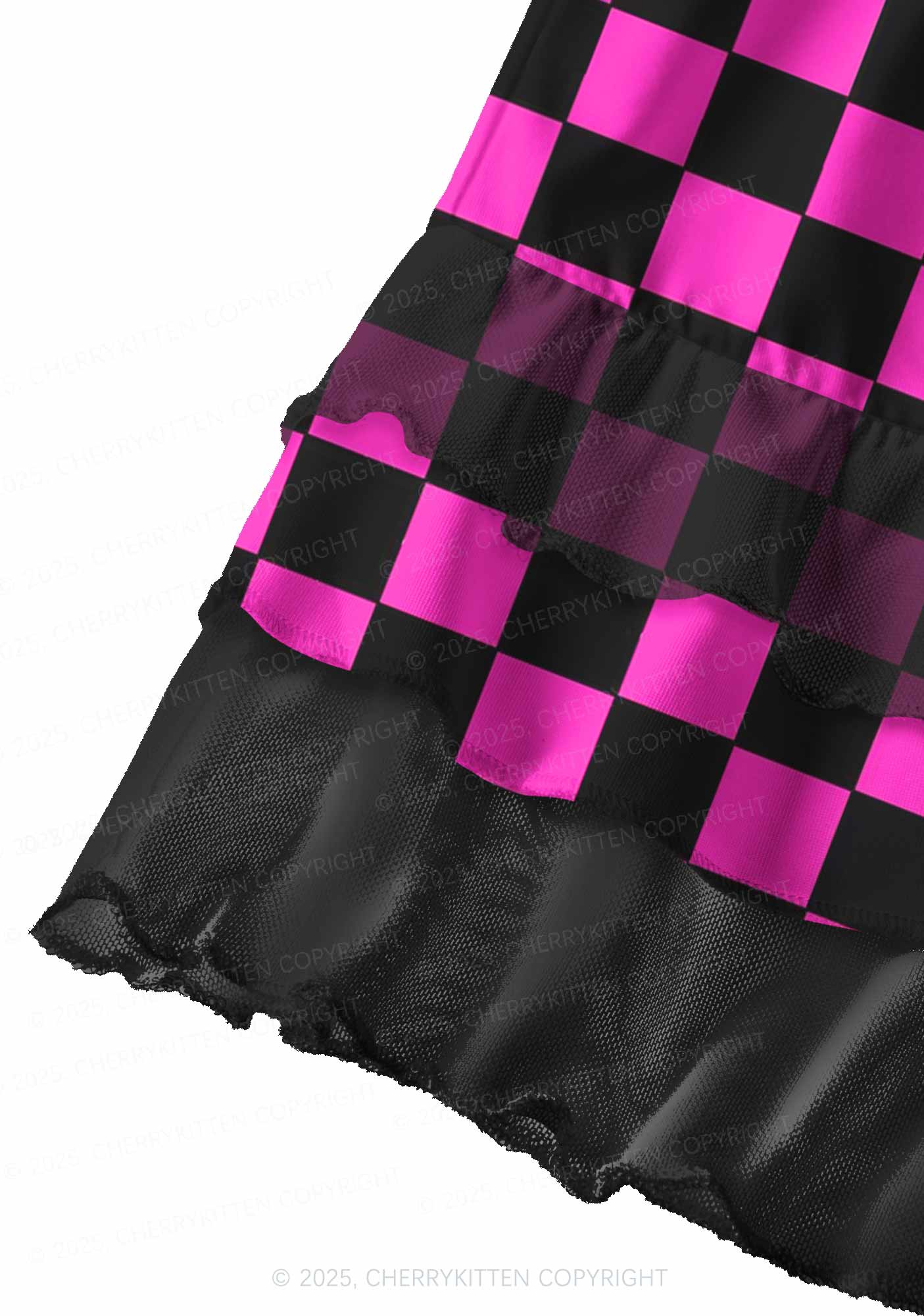 Black And Pink Check Valentine's Day Y2K Print Mini Layered Skirt Cherrykitten