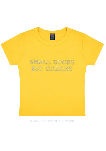 Rhinestone Small But Big Dreams Y2K Baby Tee Cherrykitten